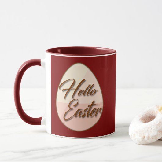 Hello Easter – Minimal Egg Design - caneca マグカップ (ドーナツ)