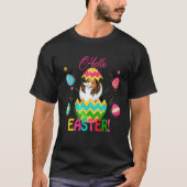 Hello Easter Shetland Sheepdog Inside Chocolate Eg Tシャツ (正面)