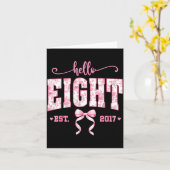 Hello Eight Est 2017 8th Birthday Girl Floral Coqu カード (黄色い花)