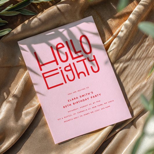 HELLO EIGHTY Modern 80th Birthday 招待状