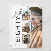 Hello EIGHTY' Modern Photo Collage 80th Birthday 招待状 (正面)