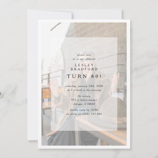 Hello EIGHTY' Modern Photo Collage 80th Birthday 招待状 (裏面)