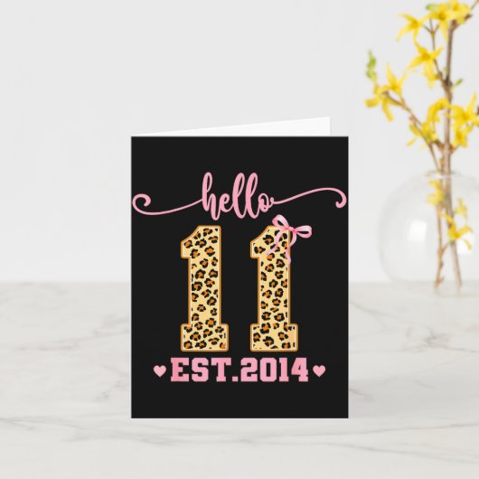 Hello Eleven Est 2014 11th Birthday Coquette Bow L カード (黄色い花)