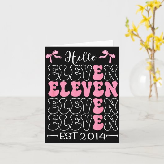 Hello Eleven Est 2014 11th Birthday Girl Coquette  カード (黄色い花)