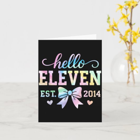 Hello Eleven Est 2014 Coquette Bow 11th Birthday G カード (黄色い花)