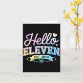 Hello Eleven Est 2014 Coquette Bow 11th Birthday G カード (黄色い花)