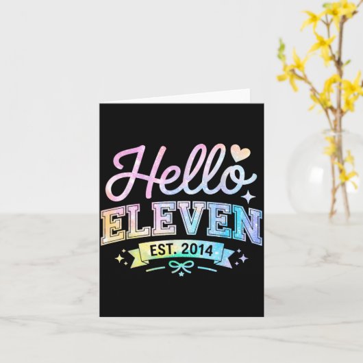 Hello Eleven Est 2014 Coquette Bow 11th Birthday G カード (黄色い花)