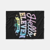 Hello Eleven Est 2014 Coquette Bow 11th Birthday G フリースブランケット (正面(横))