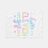 Hello Eleven Est 2014 Coquette Bow 11th Birthday G フリースブランケット (正面(横))