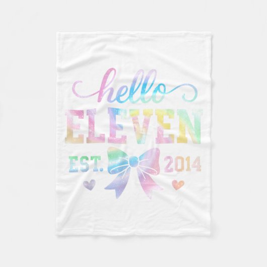 Hello Eleven Est 2014 Coquette Bow 11th Birthday G フリースブランケット (正面)