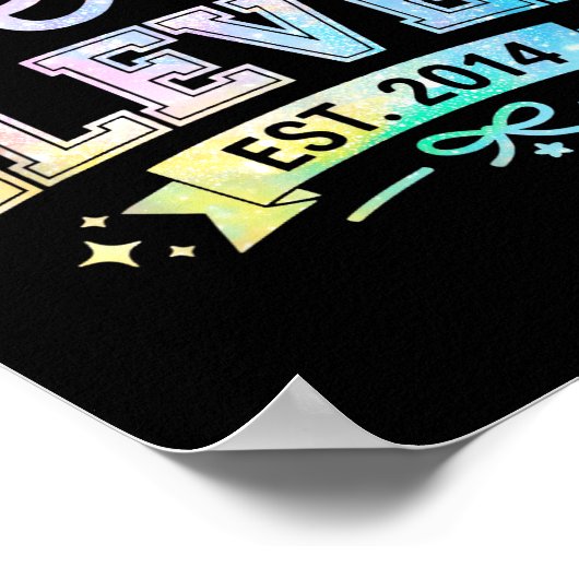 Hello Eleven Est 2014 Coquette Bow 11th Birthday G ポスター (角)