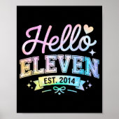 Hello Eleven Est 2014 Coquette Bow 11th Birthday G ポスター (正面)
