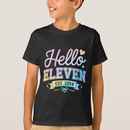 Hello Eleven Est 2014 Coquette Bow 11th Birthday G Tシャツ (正面)