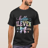 Hello Eleven Est 2014 Coquette Bow 11th Birthday G Tシャツ (正面)