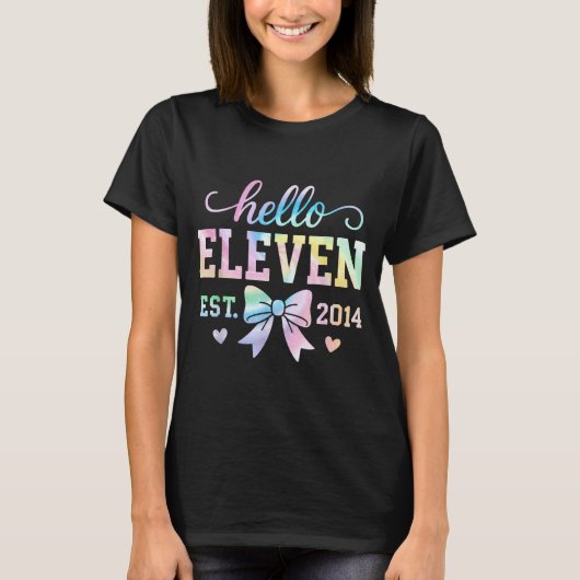 Hello Eleven Est 2014 Coquette Bow 11th Birthday G Tシャツ (正面)