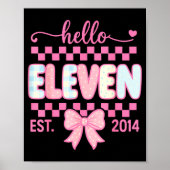 Hello Eleven Est 2014 Coquette Bow Happy 11th Birt ポスター (正面)