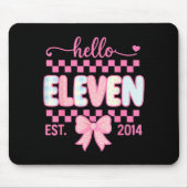 Hello Eleven Est 2014 Coquette Bow Happy 11th Birt マウスパッド (正面)