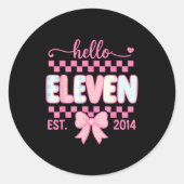 Hello Eleven Est 2014 Coquette Bow Happy 11th Birt ラウンドシール (正面)