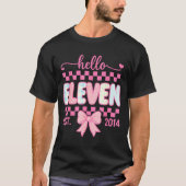 Hello Eleven Est 2014 Coquette Bow Happy 11th Birt Tシャツ (正面)