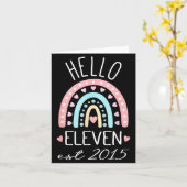 Hello Eleven Est 2015 Birthday Rainbow Born In 201 カード (黄色い花)