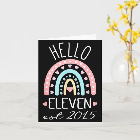 Hello Eleven Est 2015 Birthday Rainbow Born In 201 カード (黄色い花)