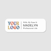 Hello Employee Company Logo White Magnetic  名札 (正面)