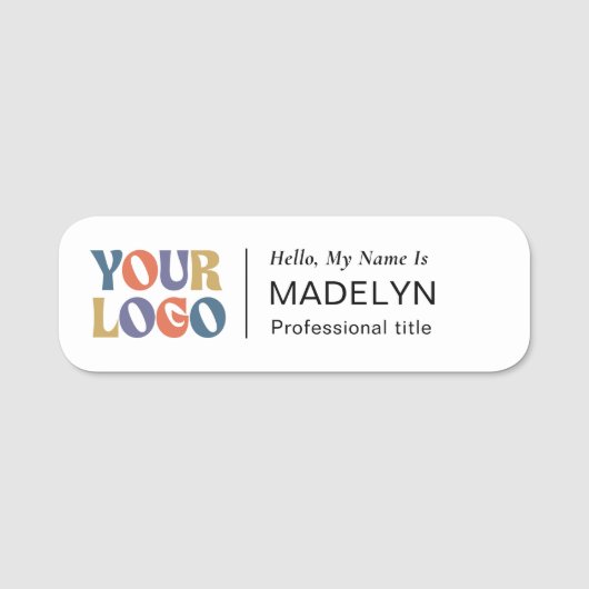 Hello Employee Company Logo White Magnetic  名札 (正面)