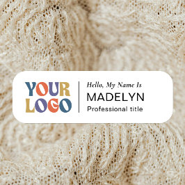 Hello Employee Company Logo White Magnetic  名札