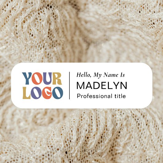 Hello Employee Company Logo White Magnetic  名札