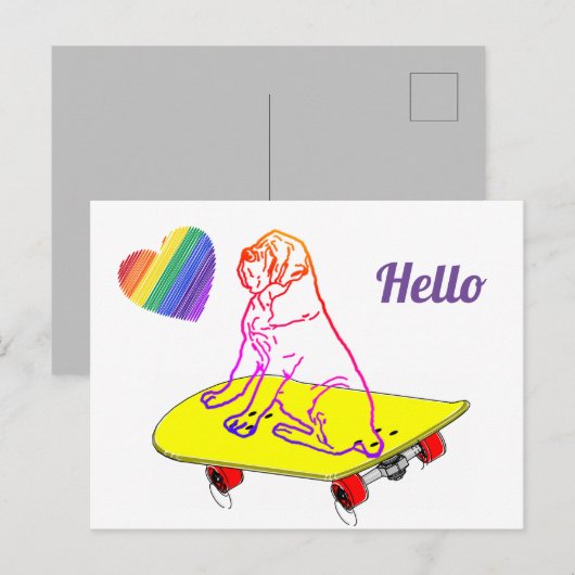 Hello  engliish Mastiff Dogge Urlaub ポストカード (正面/裏面)