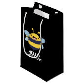 Hello Everbuzzy おもしろい Bee Pun Dark BG スモールペーパーバッグ (正面アングル)
