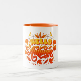 Hello Fall Autumn Leaves Coffee Mug | Cozy Two-Ton ツートーンマグカップ