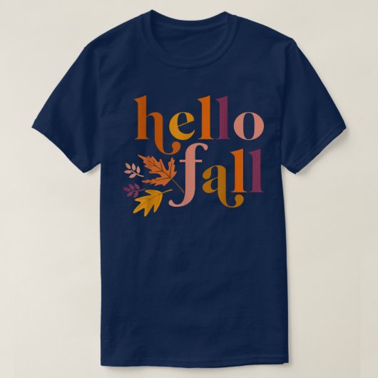 Hello Fall Autumn Leaves Maple Leaves Botanic Foli Tシャツ (デザイン正面)