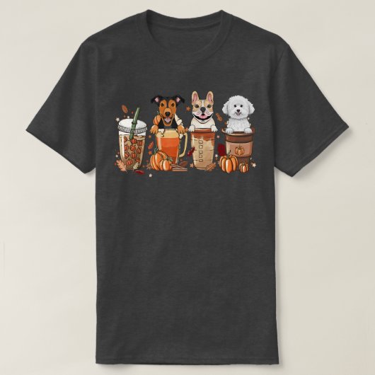 Hello Fall Coffee Dog Pumpkin SeasonHello Autumn  Tシャツ (デザイン正面)