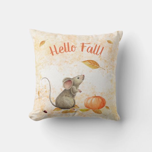 Hello Fall Cute Mouse クッション (正面)