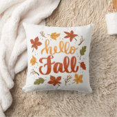 Hello Fall Decorative Throw Pillow with Lettering クッション (ブランケット)