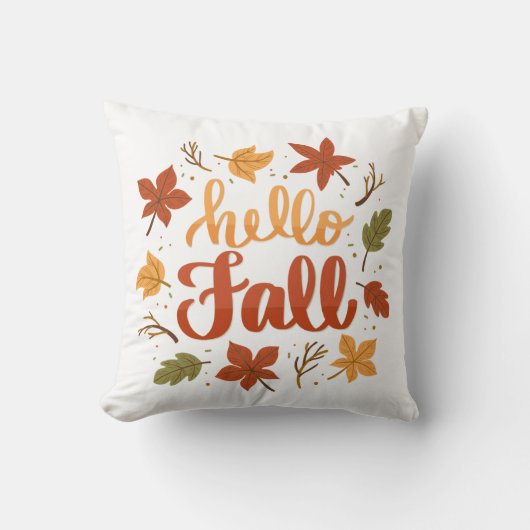 Hello Fall Decorative Throw Pillow with Lettering クッション (正面)