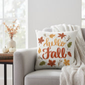 Hello Fall Decorative Throw Pillow with Lettering クッション