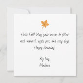 Hello Fall Greeting Card with Autumn Leaves (裏面)
