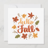Hello Fall Greeting Card with Autumn Leaves (正面)