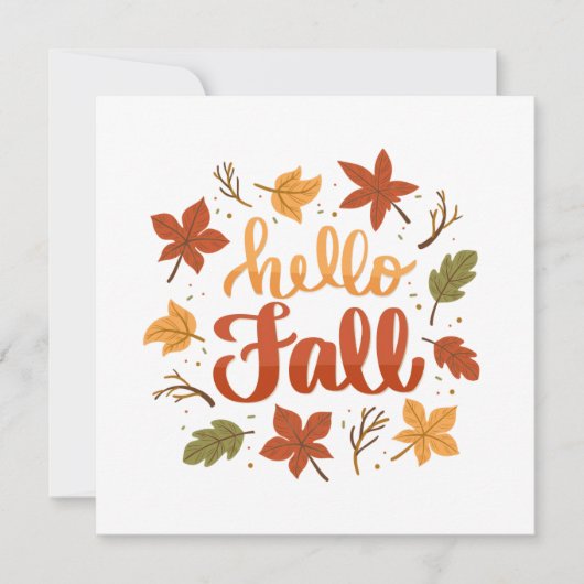 Hello Fall Greeting Card with Autumn Leaves (正面)