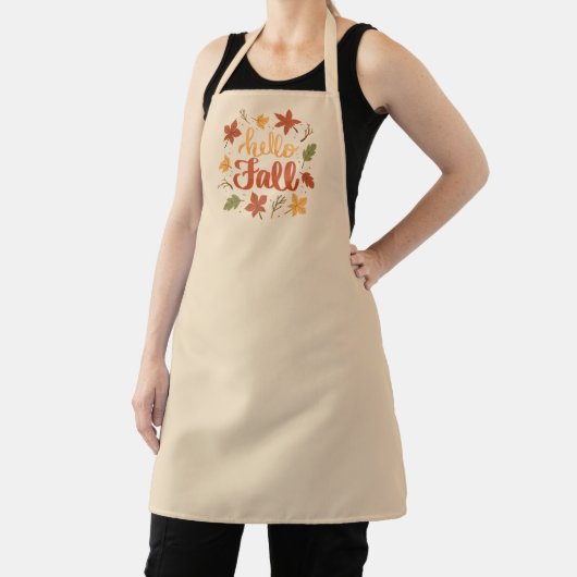 Hello Fall Kitchen Apron with Autumn Leaves エプロン (インサイチュ)