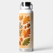 Hello Fall leaves and acorns ウォーターボトル (背面)