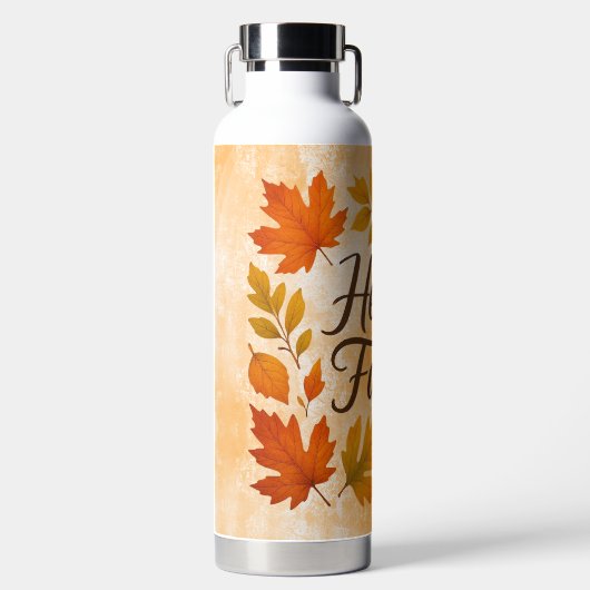 Hello Fall leaves and acorns ウォーターボトル (正面)