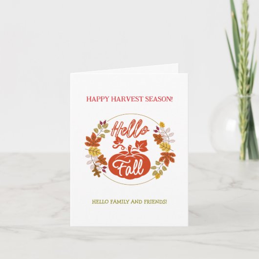 Hello Fall Poodle Harvest Thanksgiving Greeting カード (正面)