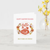 Hello Fall Poodle Harvest Thanksgiving Greeting カード (黄色い花)