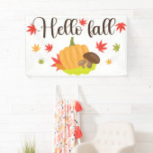 Hello Fall Pumpkin and Mushrooms Autumn  横断幕 (インサイチュ)