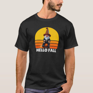 Hello Fall Pumpkin Plaid Truck Gnomes For Hallowee Tシャツ