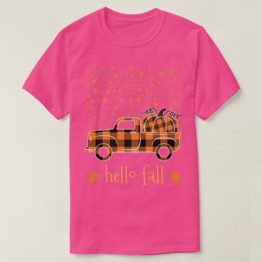 Hello Fall Shirt Funny Halloween Pumpkin Buffalo P Tシャツ (デザイン正面)