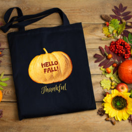 Hello FALL Thankful Autumn Pumpkin Carry トートバッグ